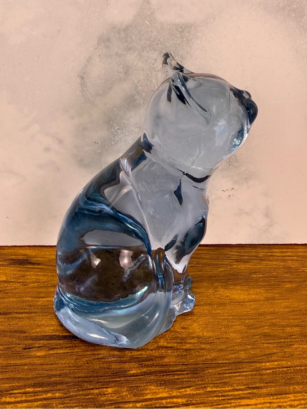 Fenton Curious Snobby Cat #5243 Aqua Blue Art Glass Kitten Figurine Foil Label - Picture 4 of 8